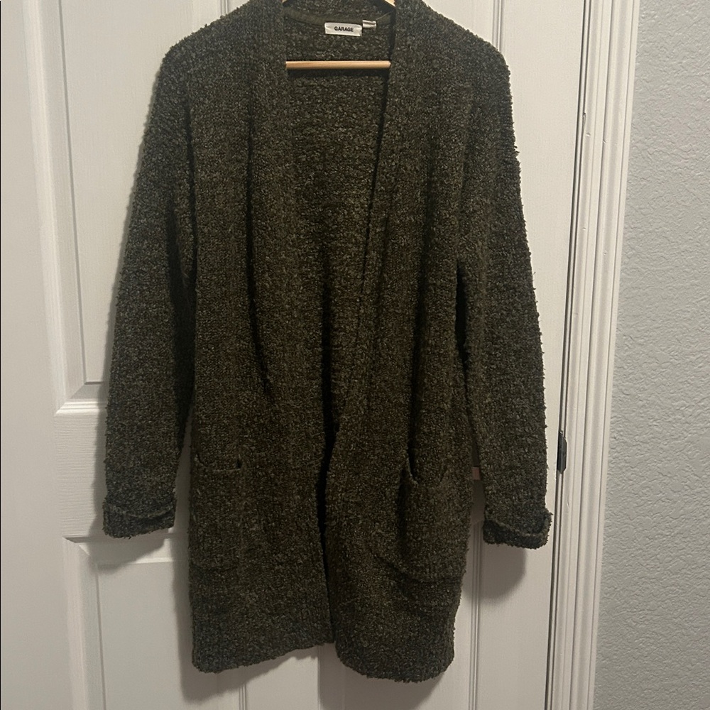 Garage Dark‎ Green Open Duster Cardigan L